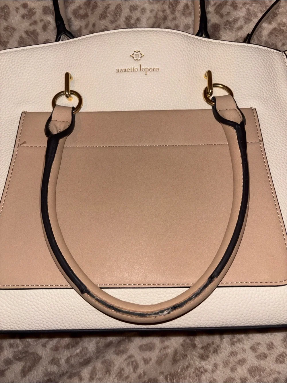 Nanette Lepore Cream & Beige Two-Tone Satchel